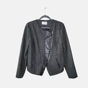 Ruff Hewn Moto Blazer Asymmetrical Zip Grey